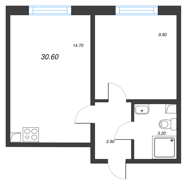 1 ккв 30,6 м²