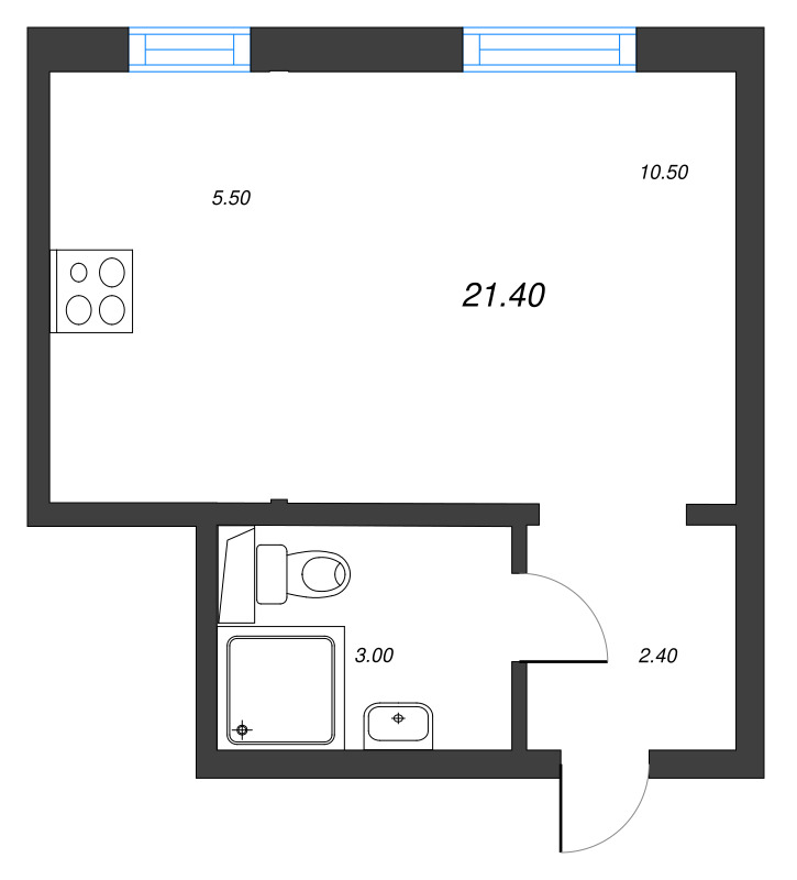 Студия 21,4 м²