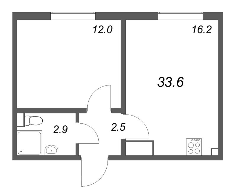 2 ккв (Евро) 33 м²