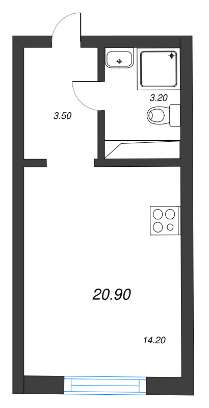 Студия 20,9 м²
