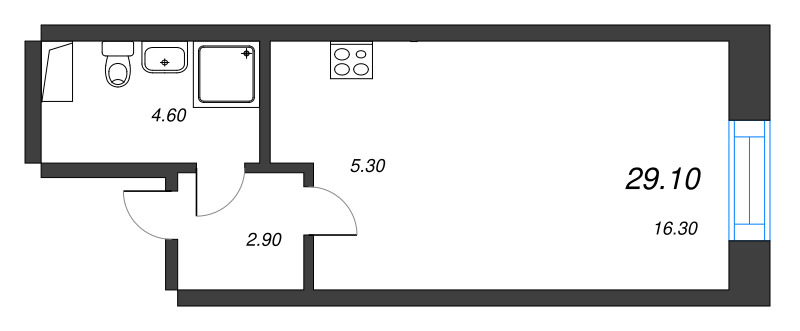 Студия 29 м²