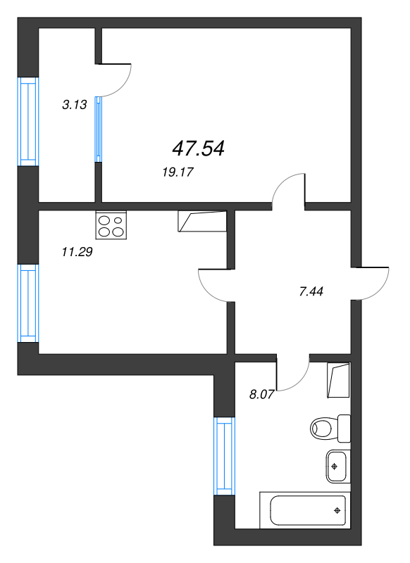 1 ккв 47,6 м²