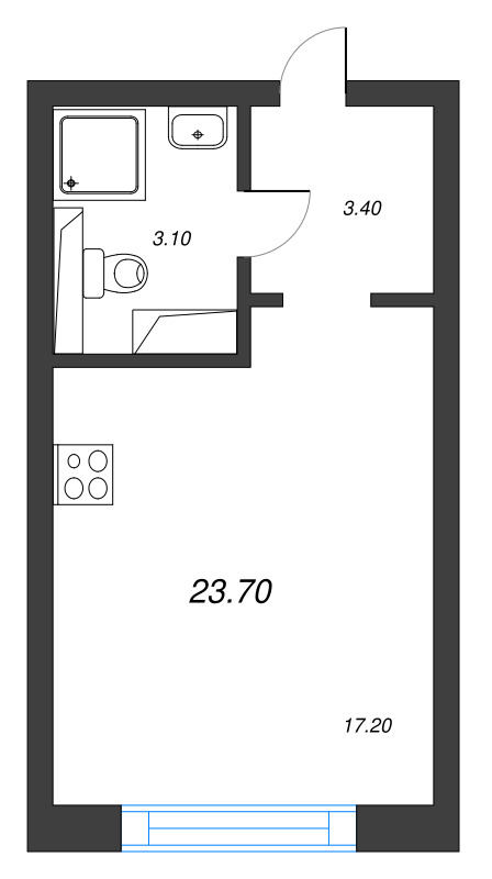 Студия 23,7 м²
