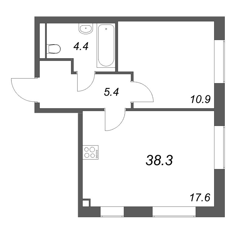 2 ккв (Евро) 38,3 м²