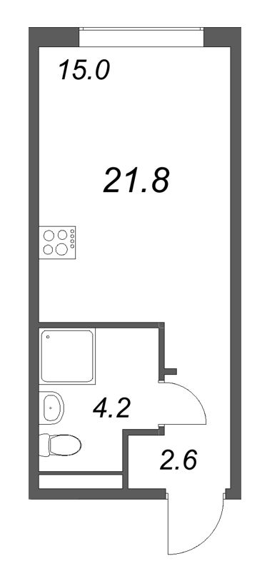 Студия 21,8 м²