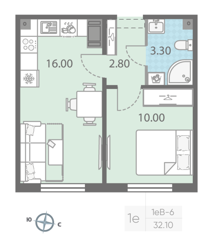 2 ккв (Евро) 33,1 м²