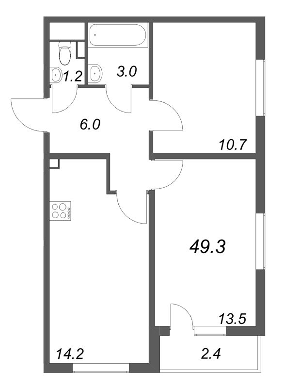 2 ккв 50,9 м²