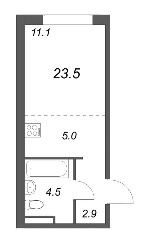 Студия 23,5 м²