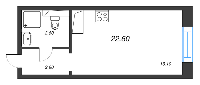 Студия 22,6 м²