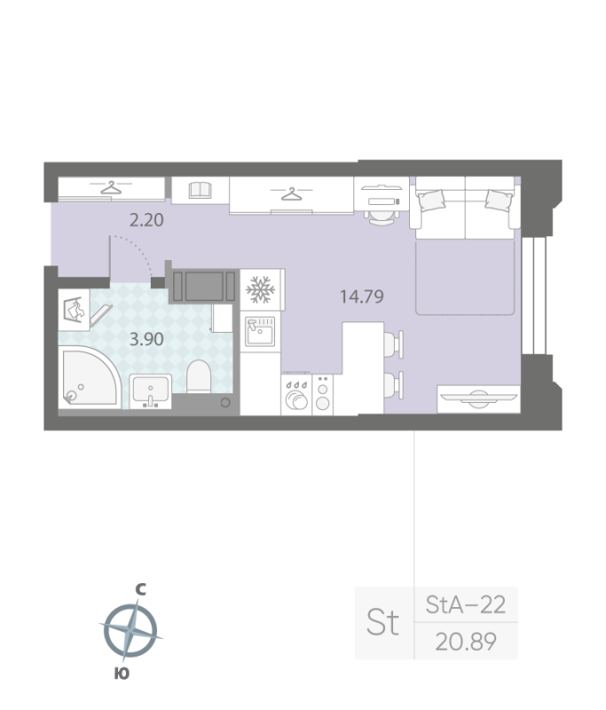 Студия 20,9 м²