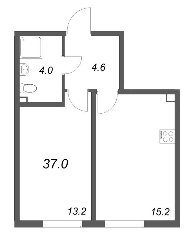 2 ккв (Евро) 37 м²