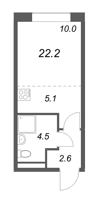 Студия 22,2 м²