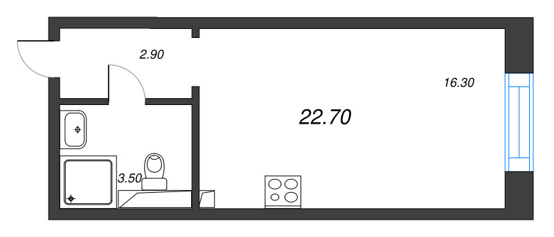 Студия 22,7 м²