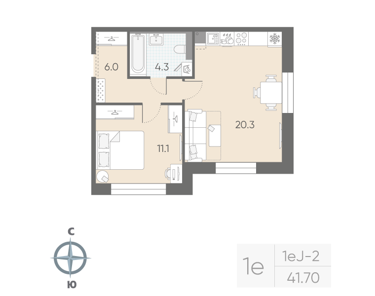 2 ккв (Евро) 41,7 м²