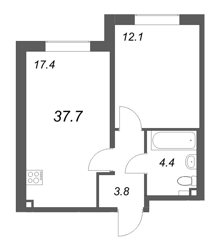 2 ккв (Евро) 37,7 м²