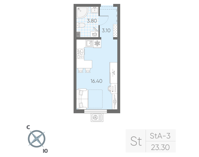 Студия 23,3 м²