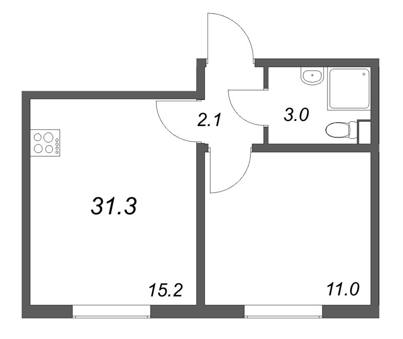 2 ккв (Евро) 30,9 м²