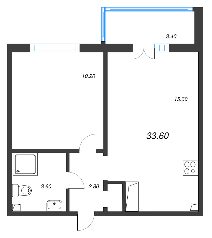 2 ккв (Евро) 33,6 м²