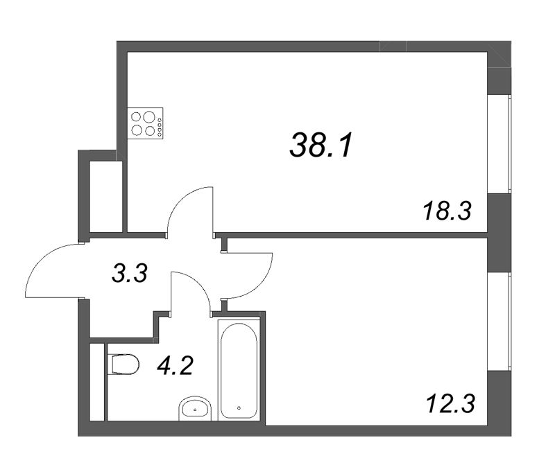 2 ккв (Евро) 38,1 м²