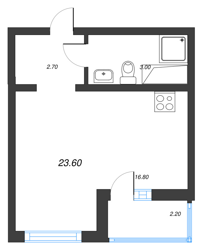 Студия 23,6 м²
