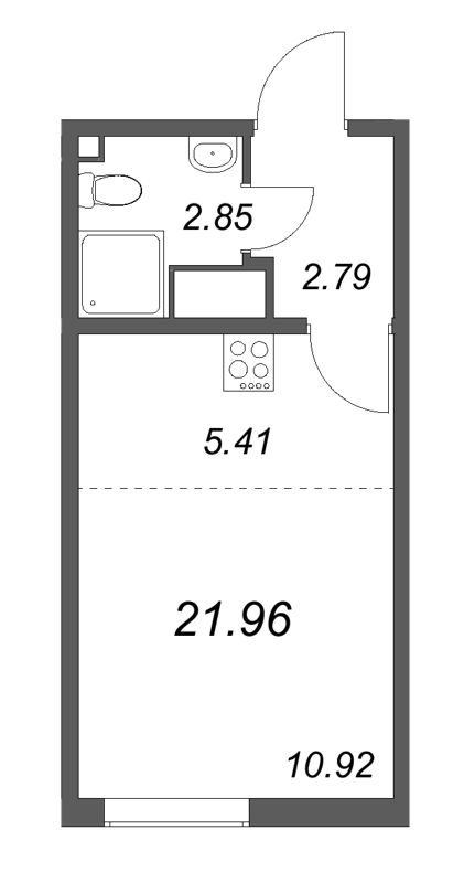 Студия 22 м²