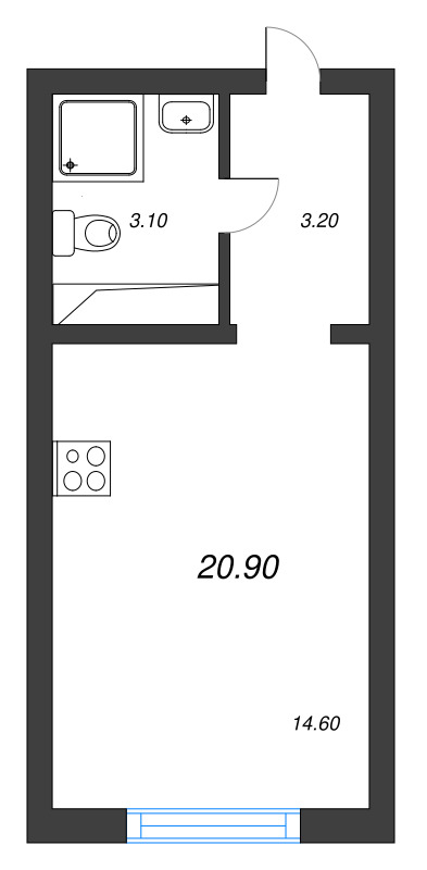 Студия 20,9 м²