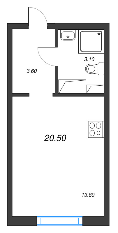 Студия 20,5 м²