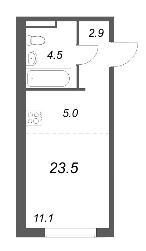Студия 23,5 м²