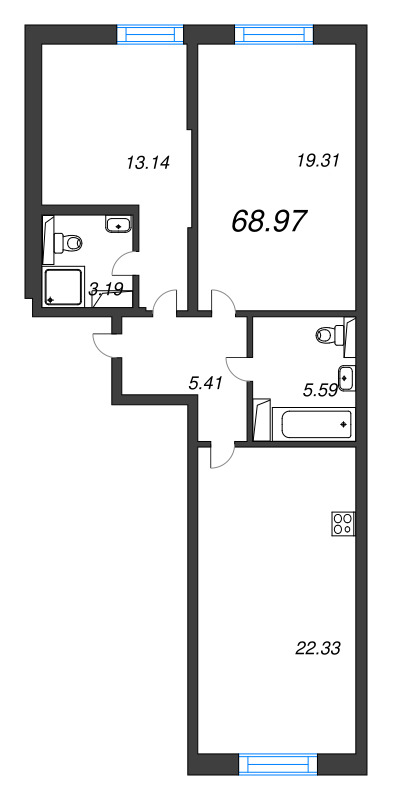 3 ккв (Евро) 69 м²