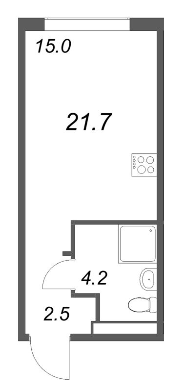 Студия 21,7 м²