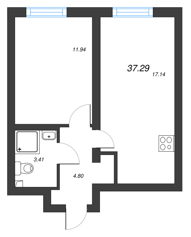 2 ккв (Евро) 37,3 м²