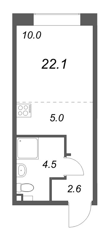 Студия 22,1 м²