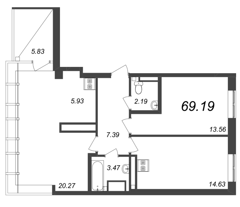3 ккв (Евро) 72,1 м²