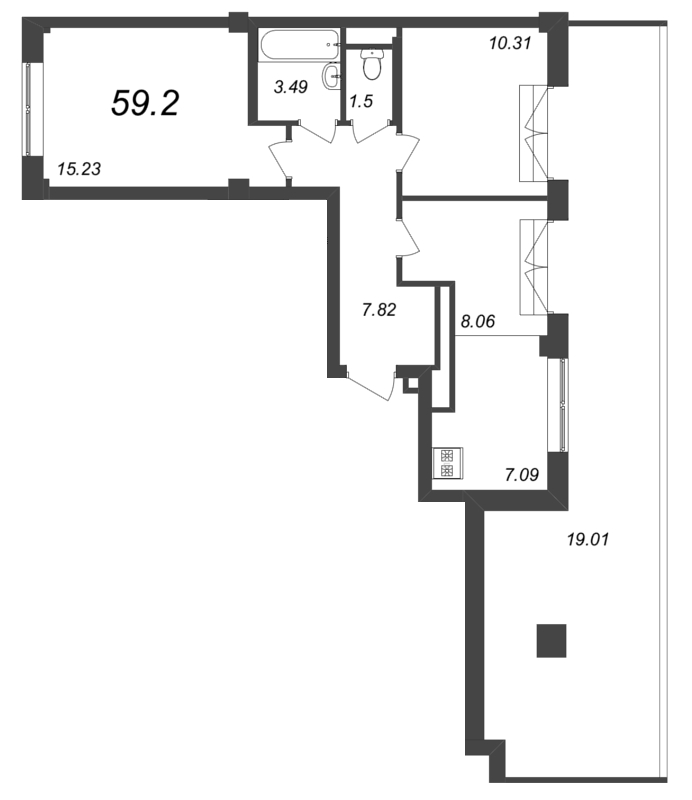 3 ккв (Евро) 59,2 м²