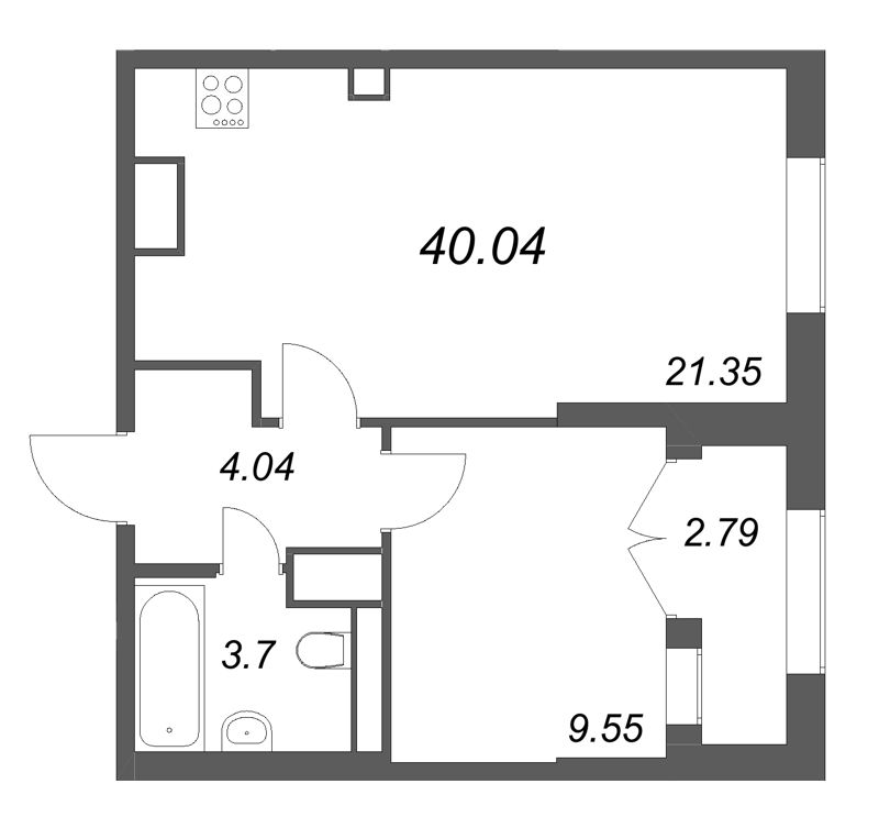 2 ккв (Евро) 40 м²