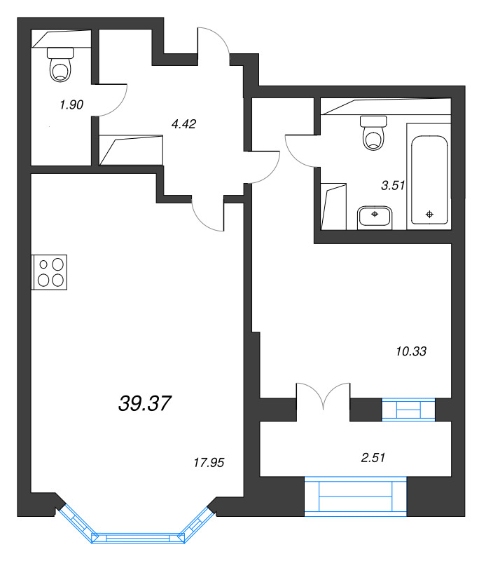 2 ккв (Евро) 39,4 м²