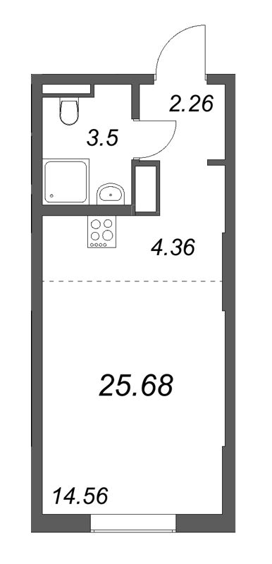 Студия 25,7 м²