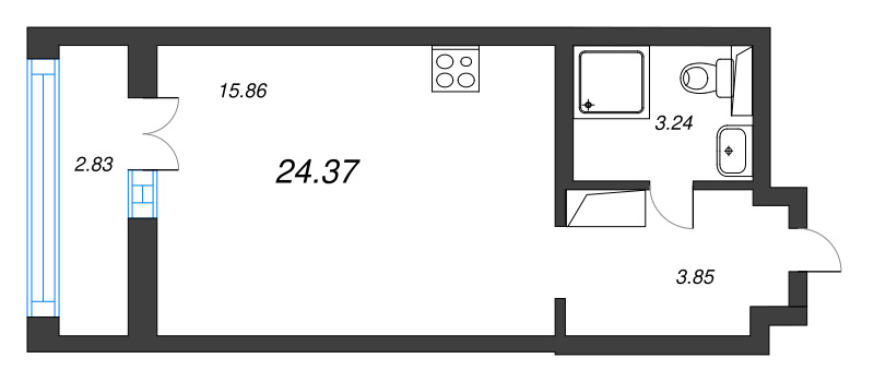 Студия 24,4 м²