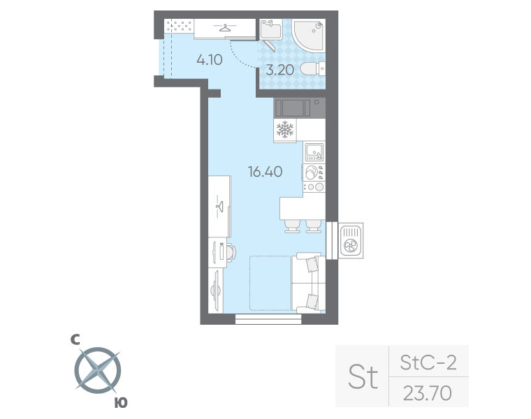 Студия 23,7 м²