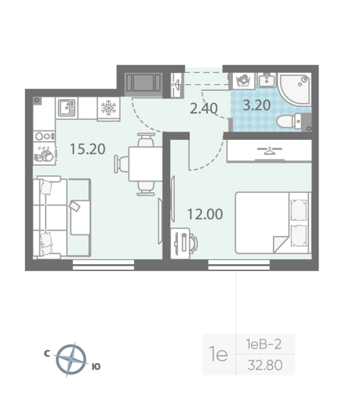 2 ккв (Евро) 32,1 м²