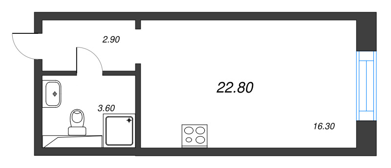 Студия 22,8 м²