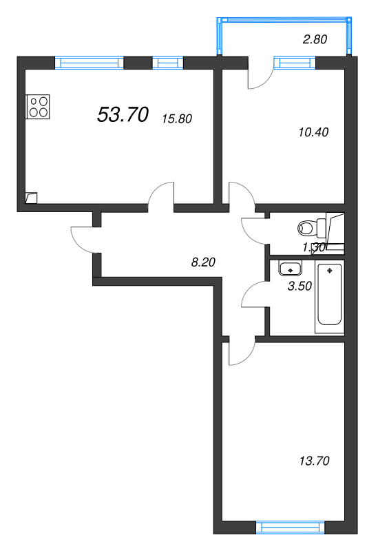 3 ккв (Евро) 53,5 м²