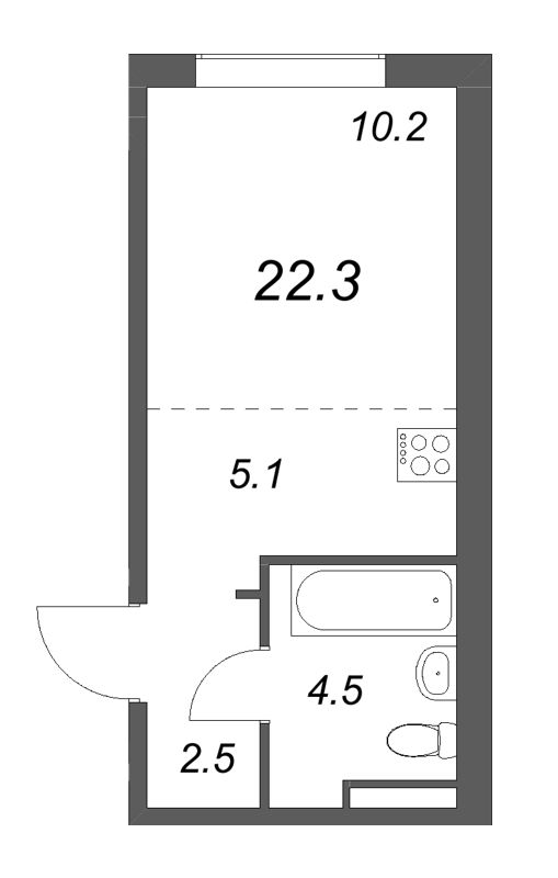 Студия 22,3 м²