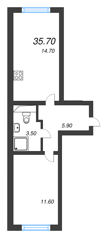 1 ккв 35,7 м²