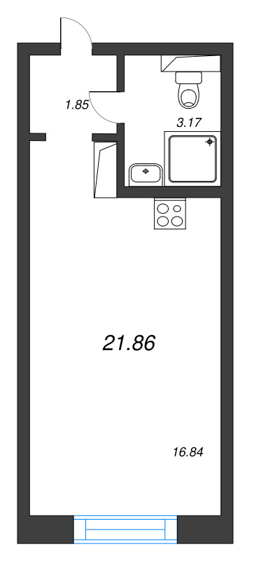 Студия 21,9 м²