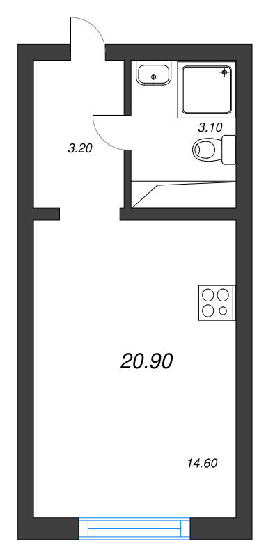 Студия 20,9 м²