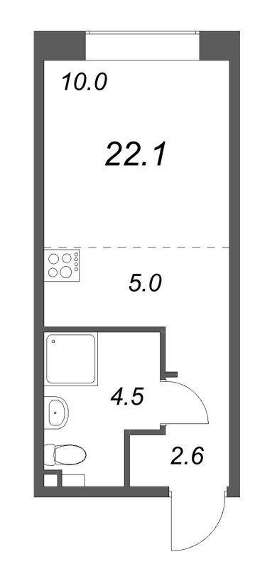 Студия 22,1 м²