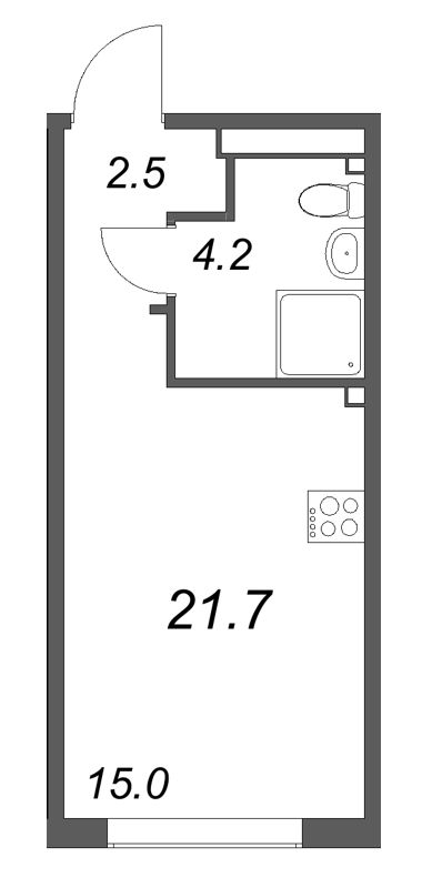 Студия 21,7 м²