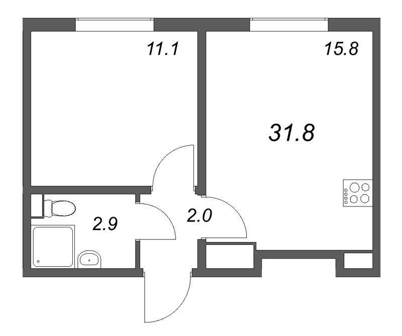 2 ккв (Евро) 30,8 м²