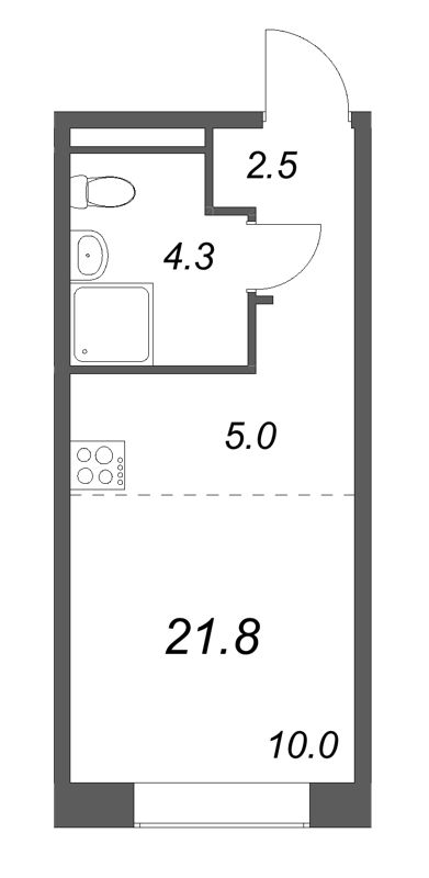 Студия 21,8 м²